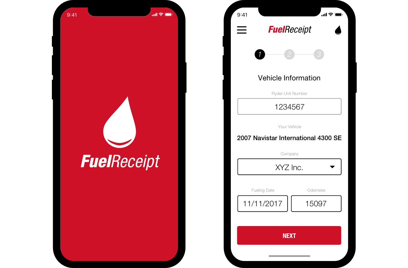 Fuel Receipt App screens