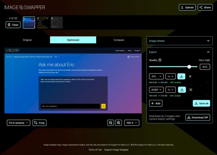Image Swapper&rsquo;s crop and export screen