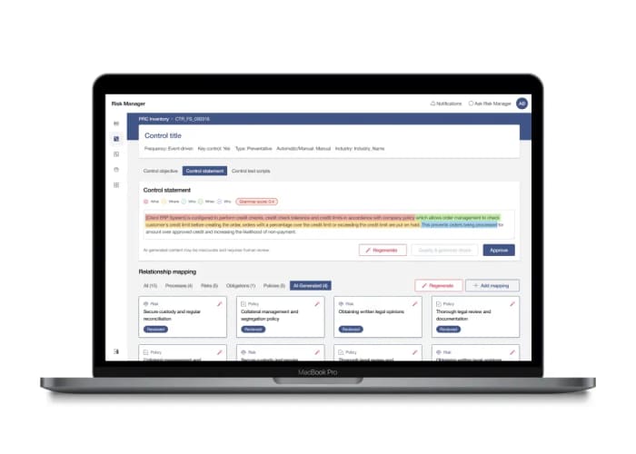Risk Manager&rsquo;s process cards on a laptop