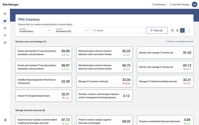 Risk Manager Mockup: Processes - Confidence Scores