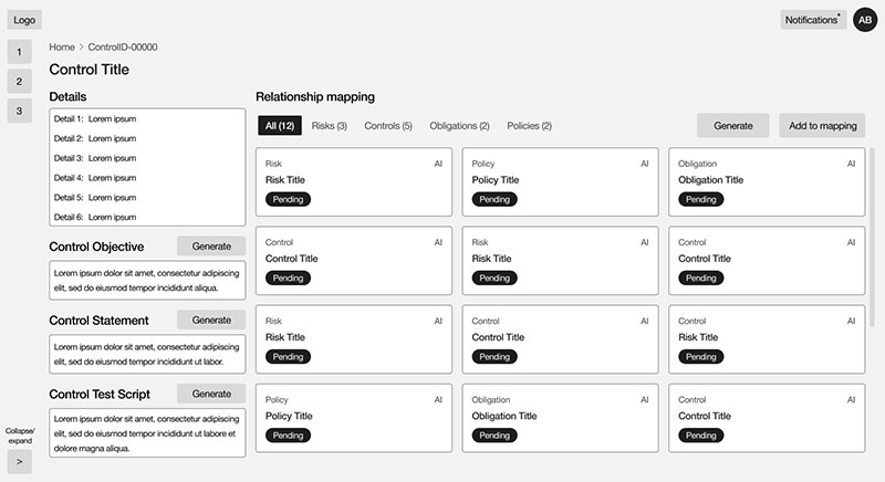 Control Details wireframe